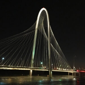 A Square format view of Margaret Hunt Bridge into Dallas