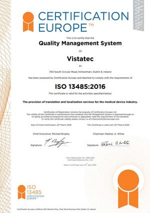 vistatec iso medical devices